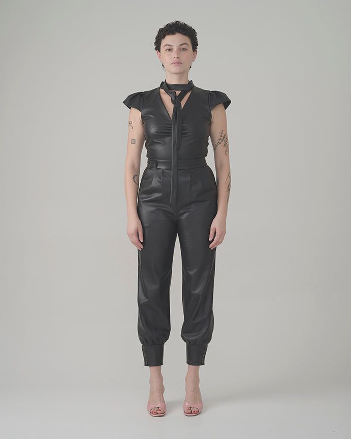 Architect Structural Leather Jumpsuit