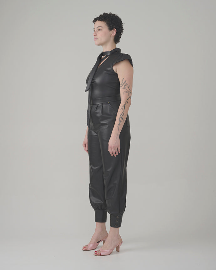 Architect Structural Leather Jumpsuit