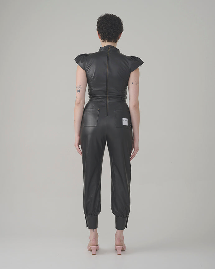 Architect Structural Leather Jumpsuit