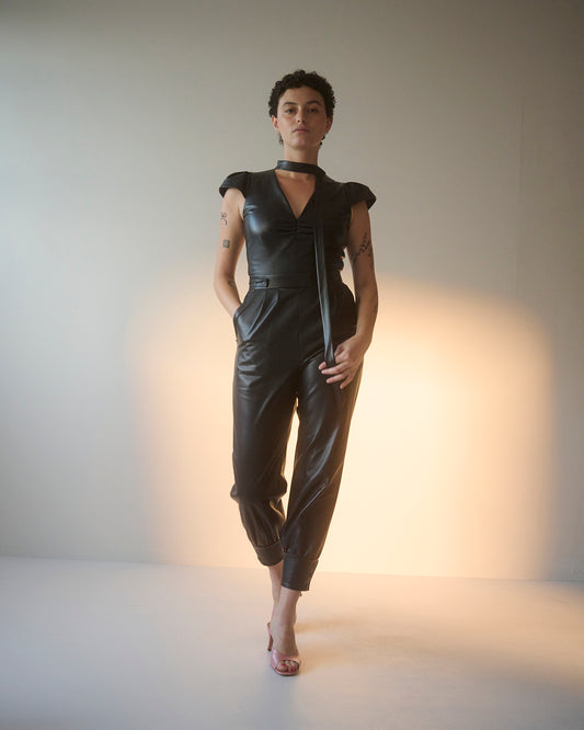 Architect Structural Leather Jumpsuit